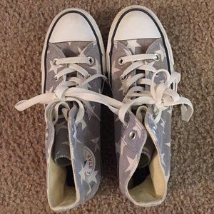High Top Converse Light Blue with White Stars 5.5